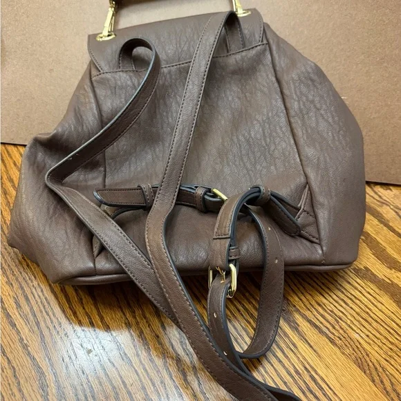 Calvin Klein Brown Faux Leather Backpack NWOT - Picture 2 of 9